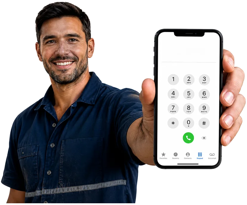 Plumber assessing a blocked toilet call