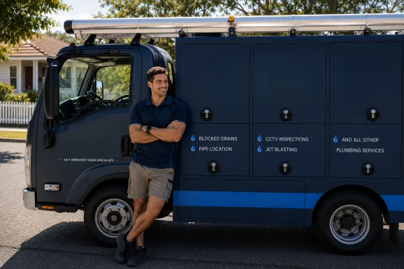 Service van and plumber at a Campbelltown callout