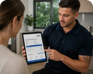 Plumber explaining a service estimate in Campbelltown